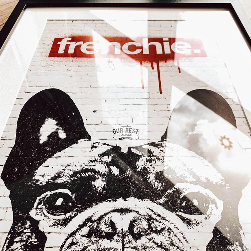 Frenchie Streetart 2 Poster - Französische Bulldoggen Poster von Bullyhome - Das ideale Geschenk für Bullyfans