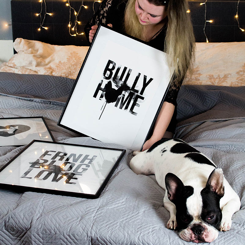 Bullyhome Wasserfarben Poster von Bullyhome - Französische Bulldoggen Poster für Bullyfans