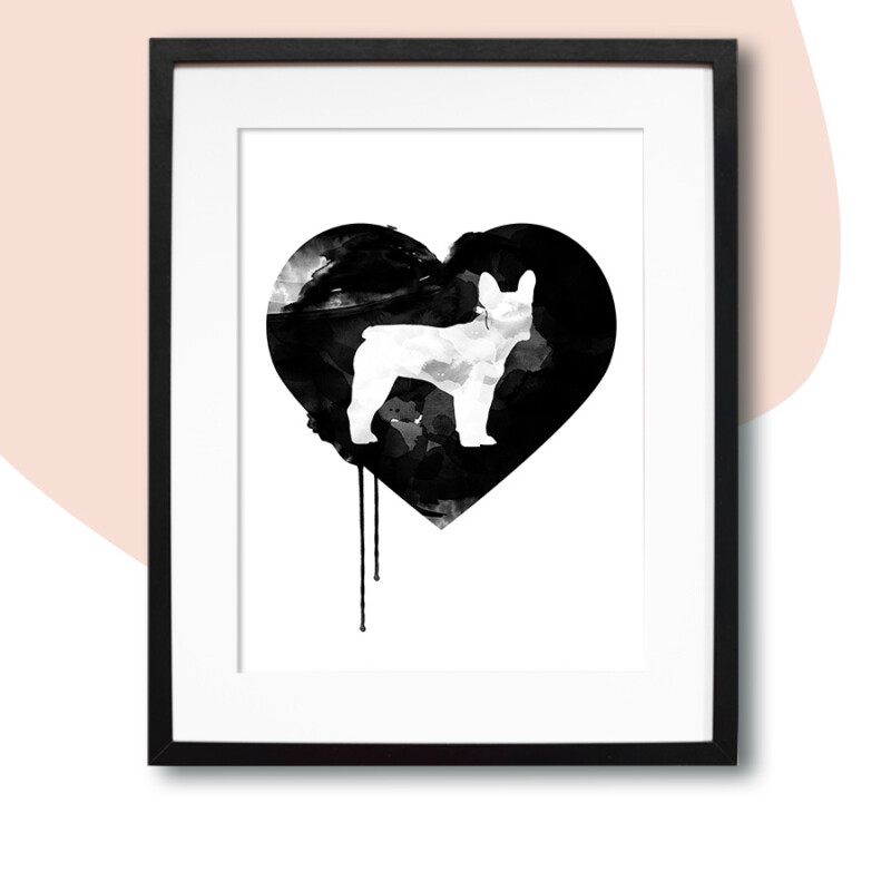 French Bulldog Heart - A3 Poster für dein Bully Zuhause - Poster und Plakate für Französische Bulldoggen Fans
