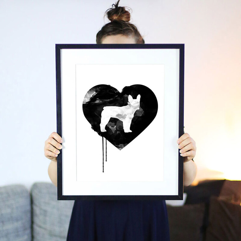 French Bulldog Heart - A3 Poster für dein Bully Zuhause - Poster und Plakate für Französische Bulldoggen Fans